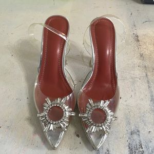 Rhinestone and Lucite High Heel Shoes